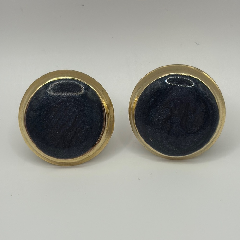Vintage Gold and Black Earrings clip on lightweight